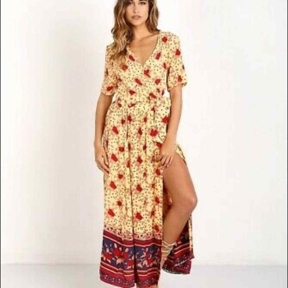 ✅ Faithfull the Brand Red X Anthropologie Melia Rose Garden Night Out Dress SZ 4
